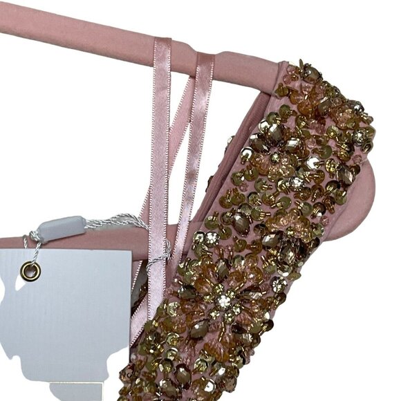 Mac Duggal Dress Gown Size 6 Pink Beaded Drop Shoulder Rhinestones 68163 $398 - Picture 9 of 16